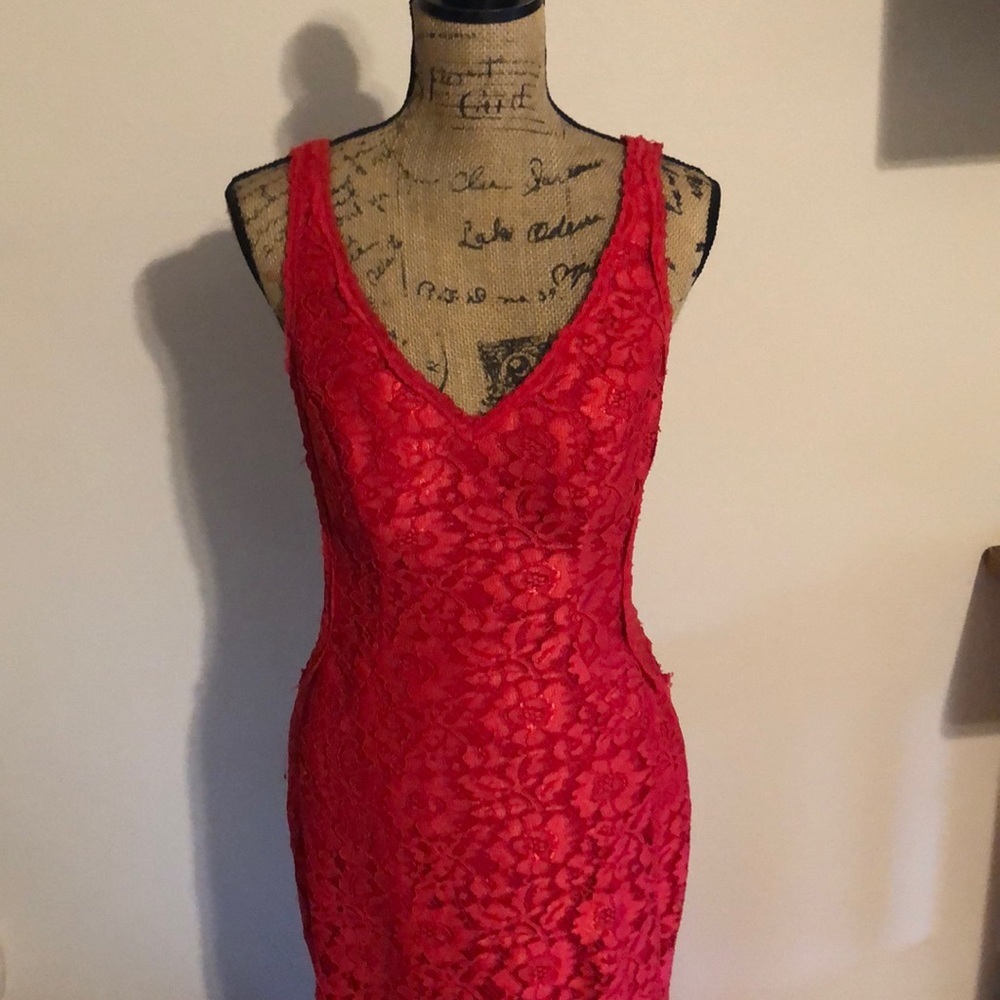 Red lace gown